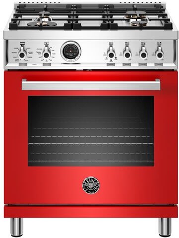 Bertazzoni PROF304DFSROT Professional Series 30 Inch Freestanding Dual Fuel Range with 4 Sealed Burners