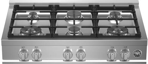 Bertazzoni MAST366RTXE Master Series 36 Inch Natural Gas Range top with 6 Sealed Burners