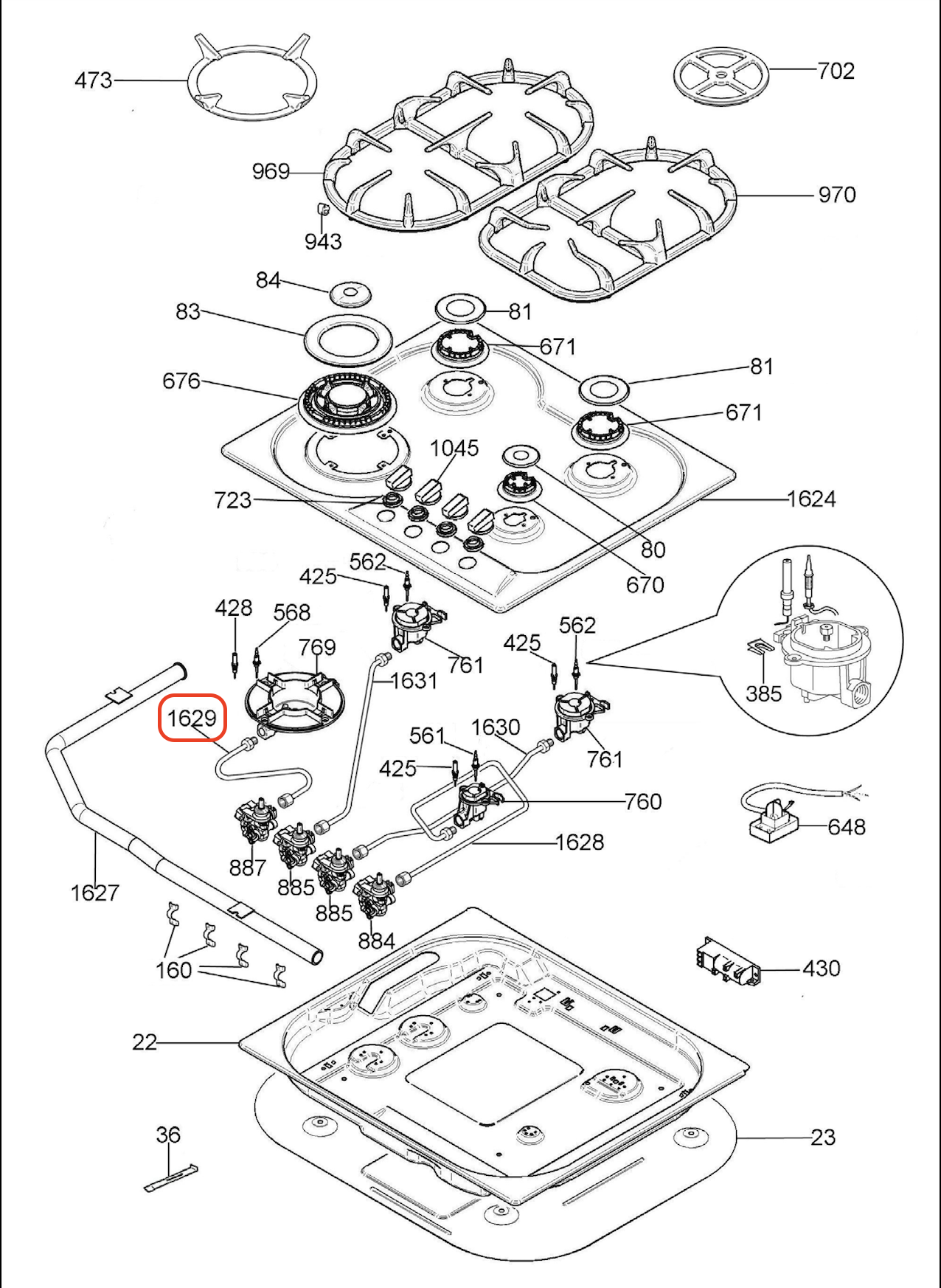 Bertazzoni Tube For Wok Burner - 501490