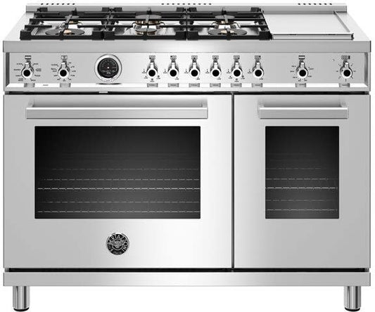 Bertazzoni PROF486GDFSXT Professional Series 48 Inch Dual Fuel Range with 6 Brass Burners