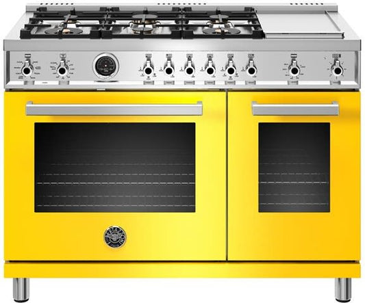 Bertazzoni PROF486GDFSGIT Professional Series 48 Inch Dual Fuel Range with 6 Brass Burners