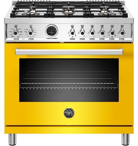 Bertazzoni PROF366DFSGIT Professional Series 36 Inch Freestanding Dual Fuel Range with 6 Sealed Burners