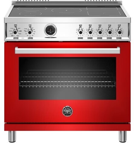 Bertazzoni PROF365INSROT Professional Series 36 Inch Freestanding Induction Range with 5 Element Burners