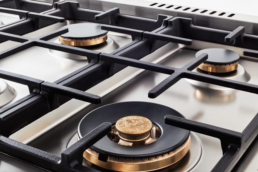 Bertazzoni HERT366DFSXT Heritage Series 36 Inch Dual-Fuel Range with 6 Monobloc Brass Burners