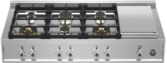 Bertazzoni PROF486GRTBXT Professional Series 48 Inch Gas Range top with 6 Sealed Burners