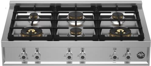 Bertazzoni PROF366RTBXT Professional Series 36 Inch Gas Range top with 6 Sealed Burners