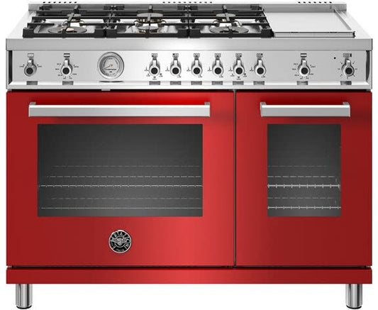 Bertazzoni PROF486GGASROT Professional Series 48 Inch Freestanding Gas Range with 6 Sealed Burners