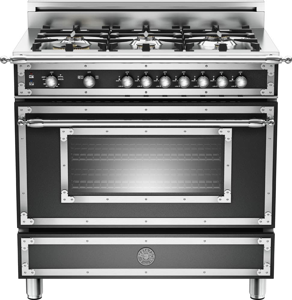 Bertazzoni HER366GASNE Heritage Series 36 Inch Traditional-Style Gas Range with 6 Sealed Brass Burners