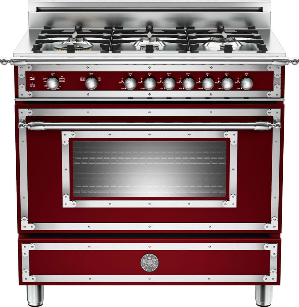 Bertazzoni HER366GASVI01 Heritage Series 36 Inch Traditional-Style Gas Range with 6 Sealed Brass Burners