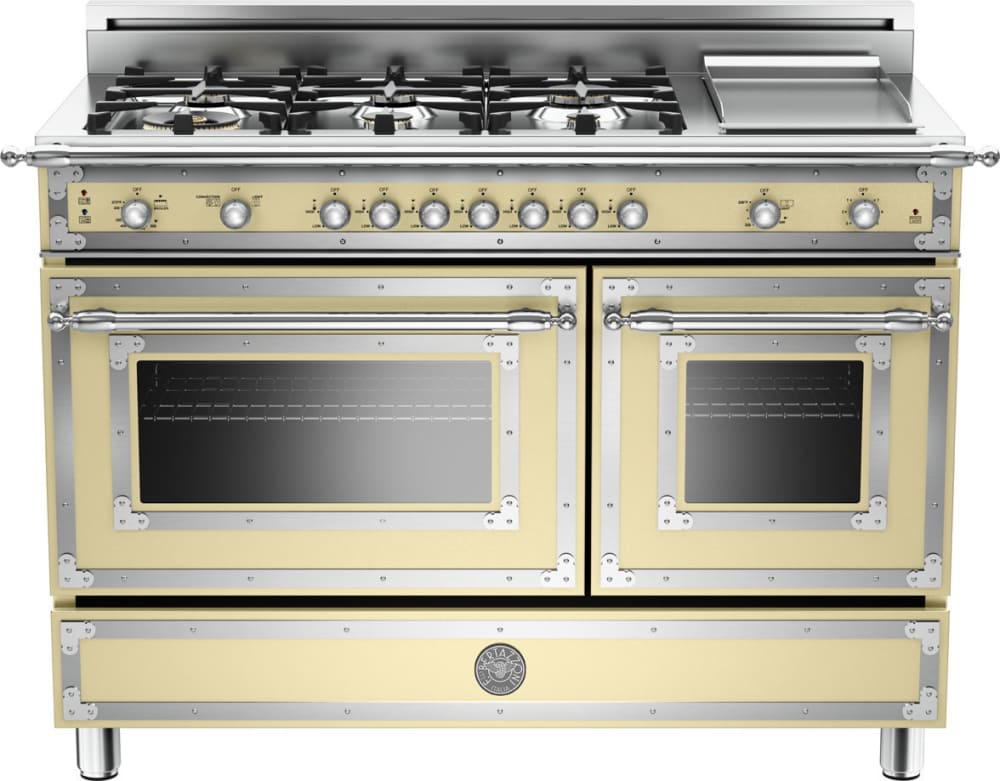 Bertazzoni HER486GGASCR01 Heritage Series 48 Inch Traditional-Style Gas Range with 6 Sealed Brass Burners