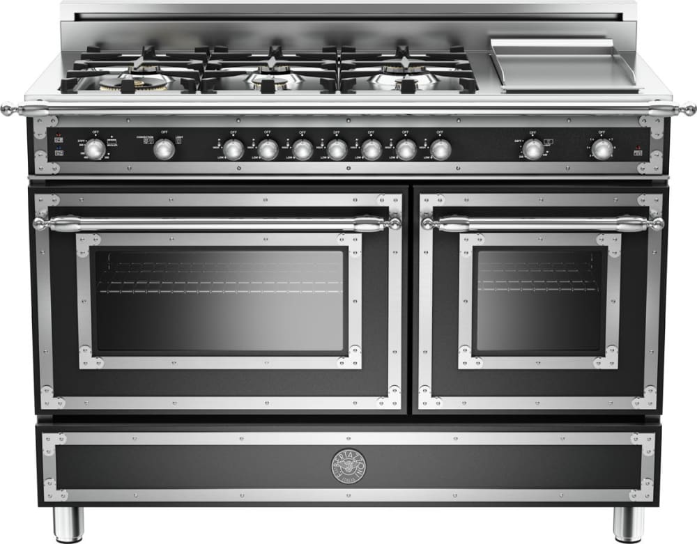 Bertazzoni HER486GGASNE01 Heritage Series 48 Inch Traditional-Style Gas Range with 6 Sealed Brass Burners