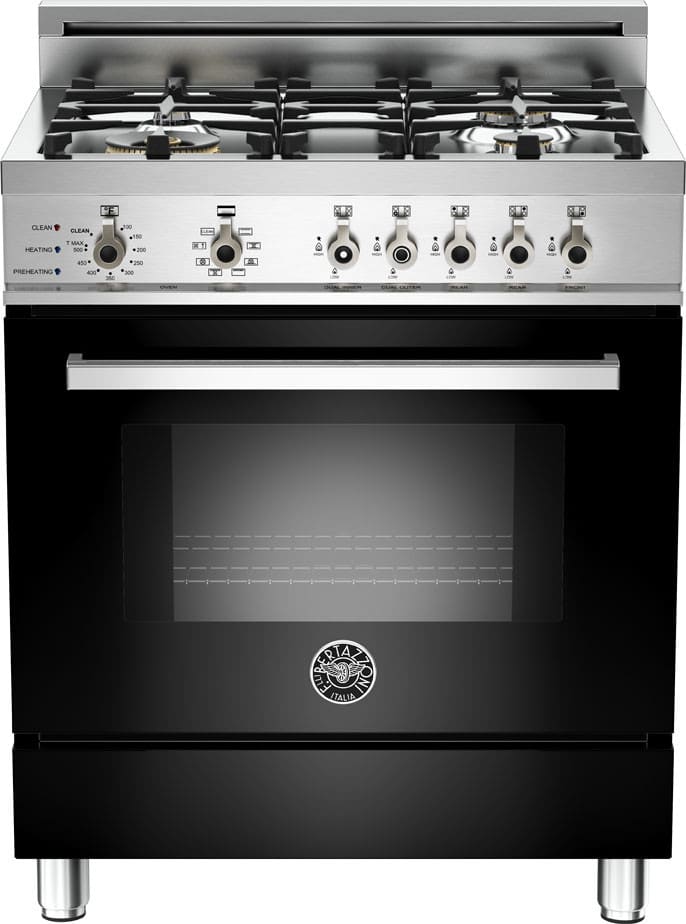 Bertazzoni PRO304DFSNE Professional Series 30 Inch Pro-Style Dual Fuel Range with 4 Sealed Brass Burners