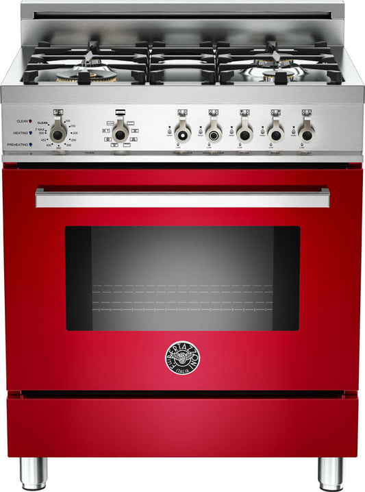 Bertazzoni PRO304DFSRO Professional Series 30 Inch Pro-Style Dual Fuel Range with 4 Sealed Brass Burners