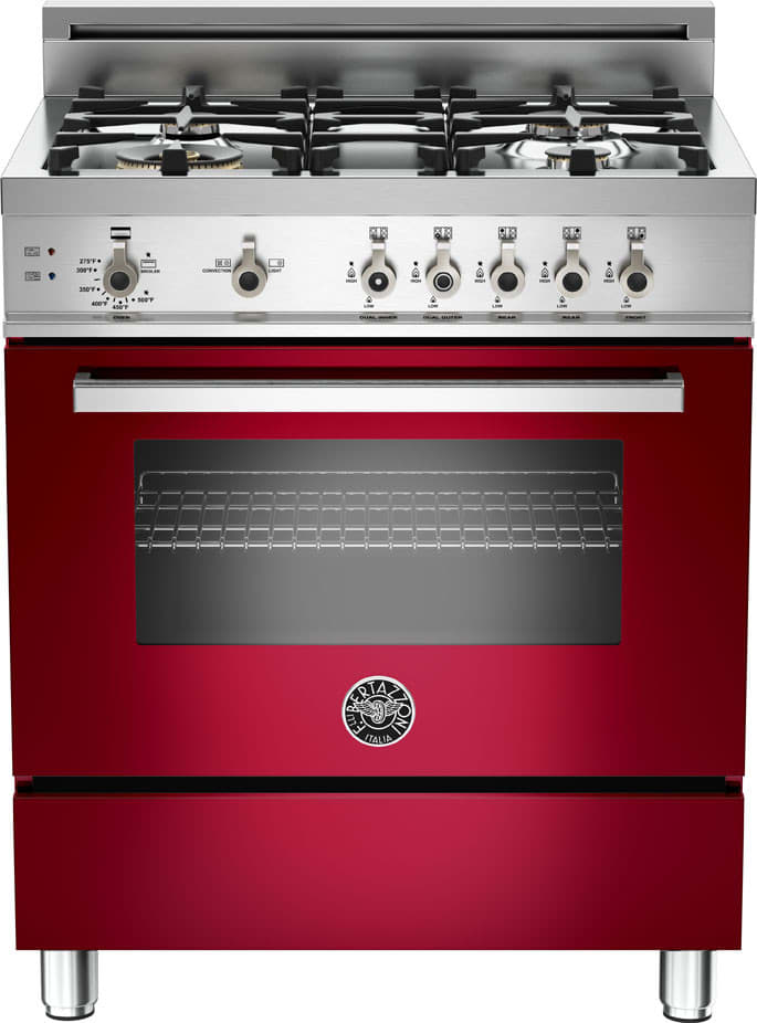 Bertazzoni PRO304GASVI Professional Series 30 Inch Pro-Style Gas Range with 3.6 cu. ft. Convection Oven