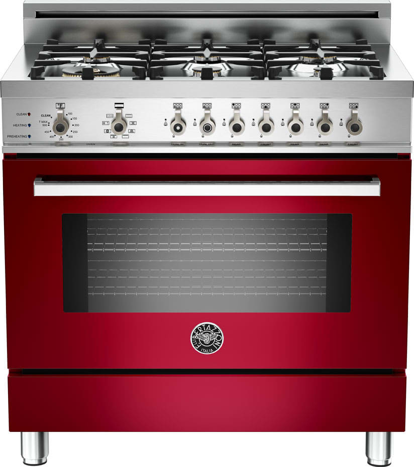 Bertazzoni PRO366DFSVI Professional Series 36 Inch Pro-Style Dual Fuel Range with 6 Sealed Brass Burners