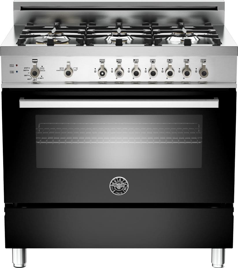 Bertazzoni PRO366GASNEFR/01 Professional Series 36 Inch Pro-Style Gas Range with 4.4 cu. ft. Convection Oven