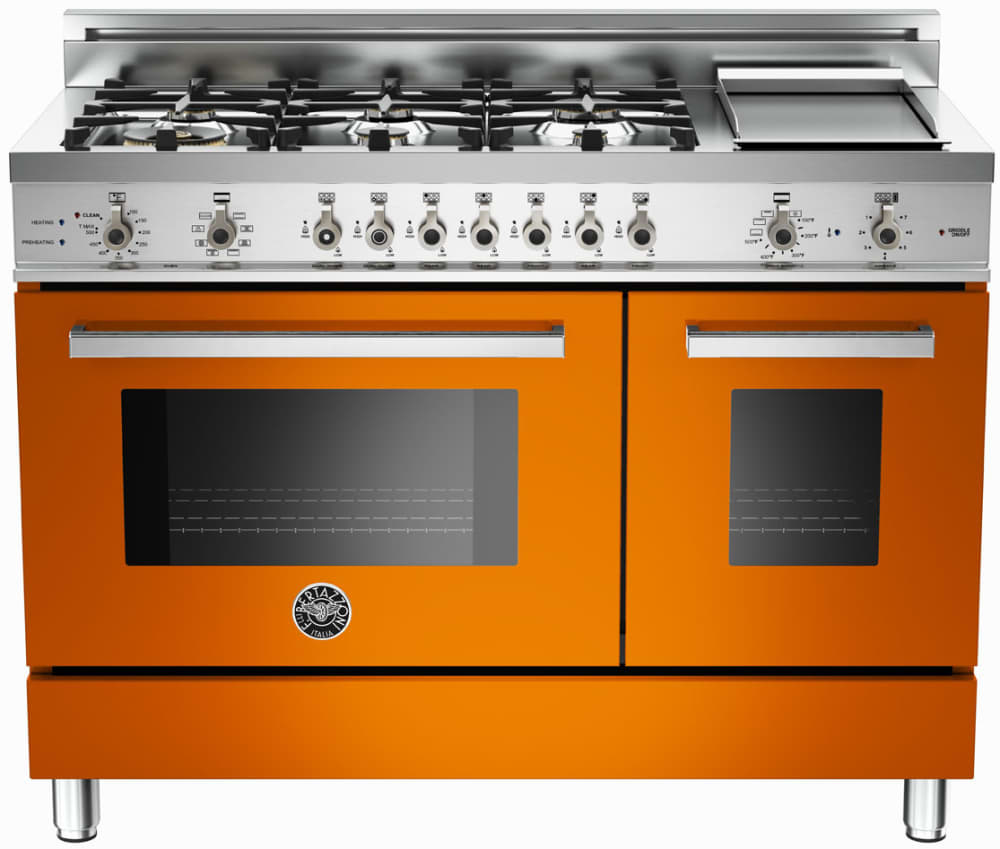 Bertazzoni PRO486GDFSAR Professional Series 48 Inch Pro-Style Dual Fuel Range with 6 Sealed Brass Burners