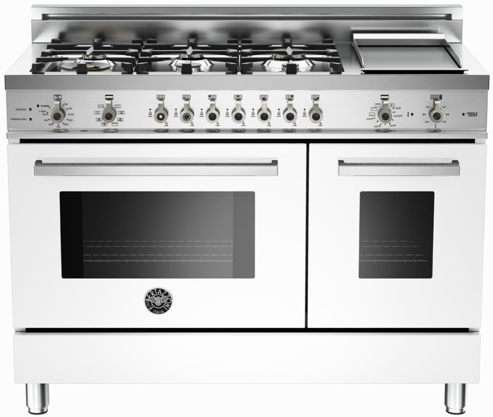 Bertazzoni PRO486GDFSBI Professional Series 48 Inch Pro-Style Dual Fuel Range with 6 Sealed Brass Burners