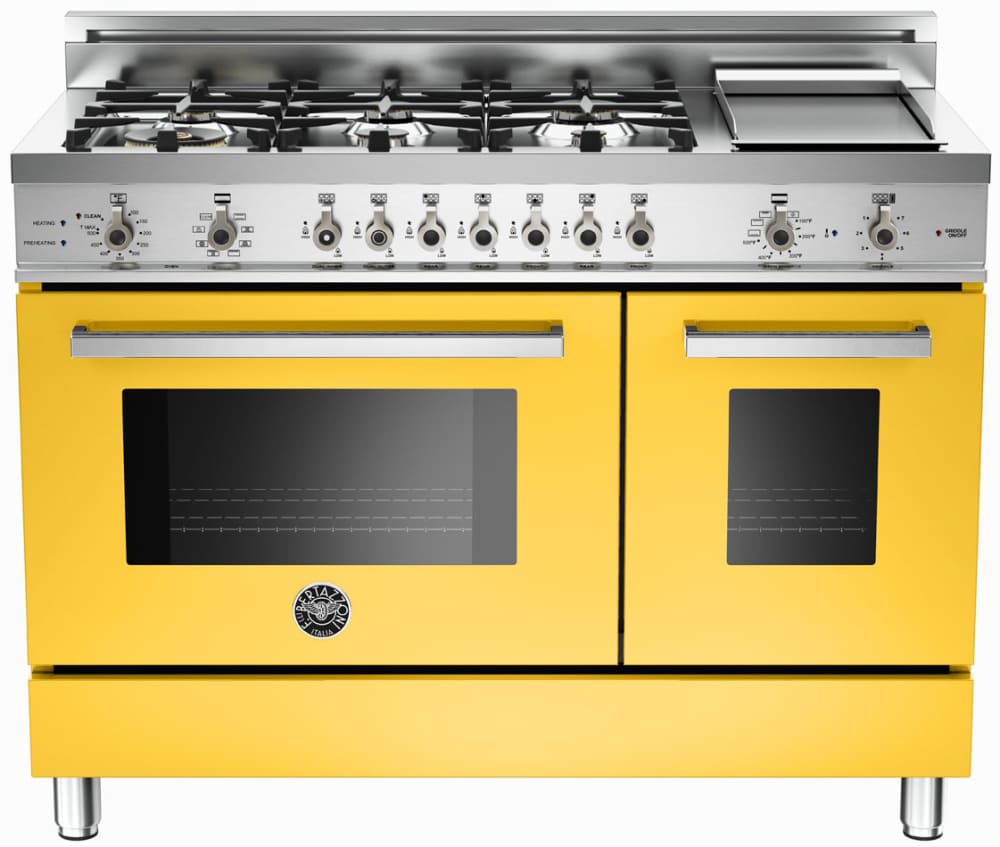 Bertazzoni PRO486GDFSGI Professional Series 48 Inch Pro-Style Dual Fuel Range with 6 Sealed Brass Burners