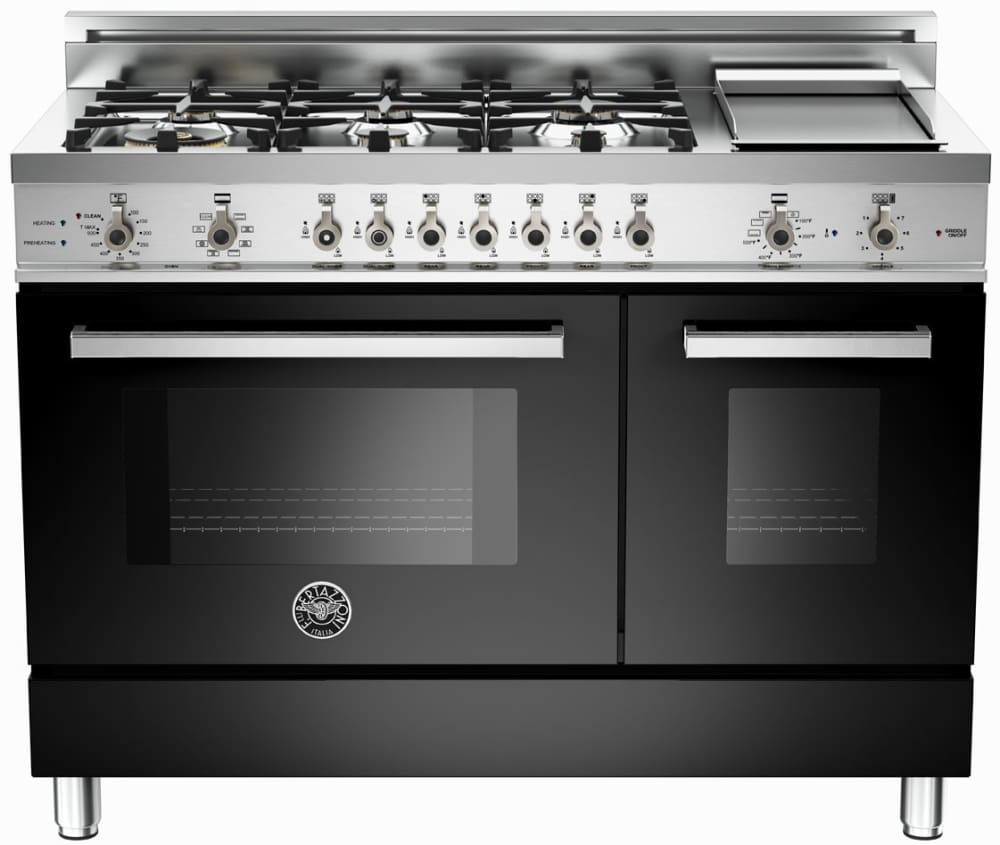 Bertazzoni PRO486GDFSNE Professional Series 48 Inch Pro-Style Dual Fuel Range with 6 Sealed Brass Burners