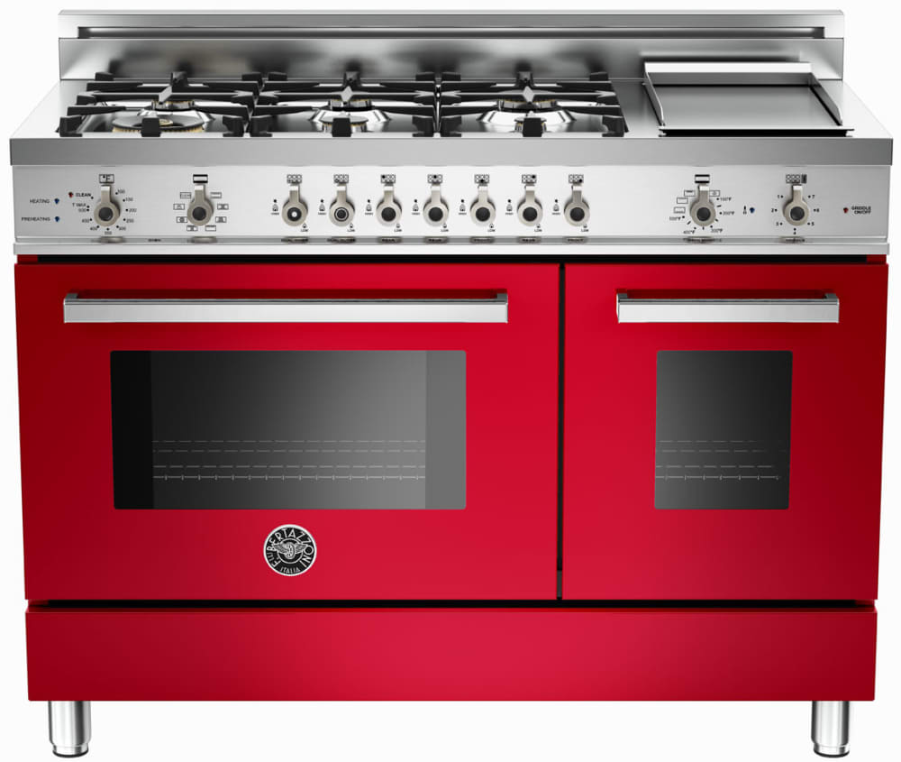 Bertazzoni PRO486GDFSRO Professional Series 48 Inch Pro-Style Dual Fuel Range with 6 Sealed Brass Burners