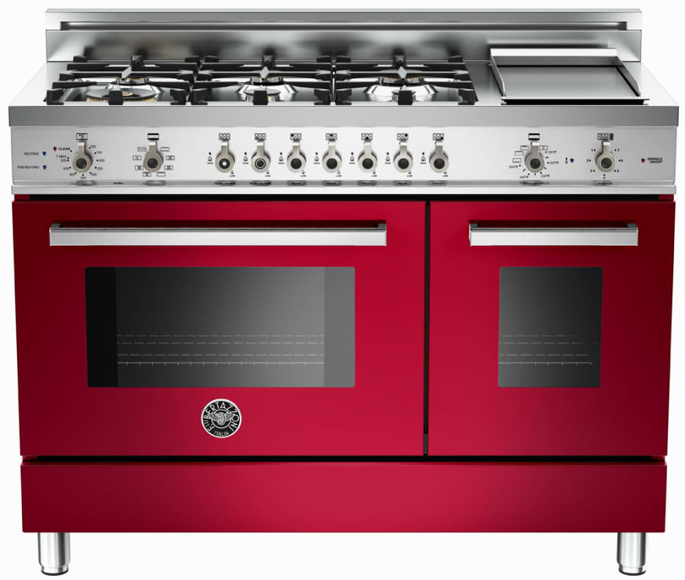 Bertazzoni PRO486GDFSVI Professional Series 48 Inch Pro-Style Dual Fuel Range with 6 Sealed Brass Burners