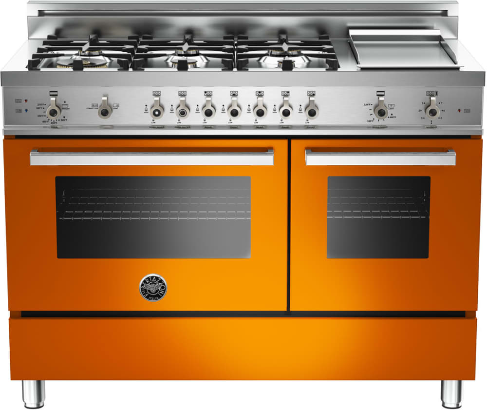 Bertazzoni PRO486GGASAR01 Professional Series 48 Inch Pro-Style Gas Range with 6 Sealed Brass Burners