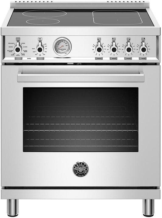 Bertazzoni PROF304INMXT Professional Series 30 Inch Freestanding Electric Induction Range with 4 Elements