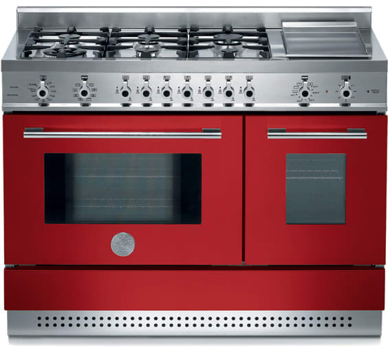 Bertazzoni X486GPIRRO Professional Series 48 Inch Pro-Style Dual-Fuel Range with 6 Sealed Burners