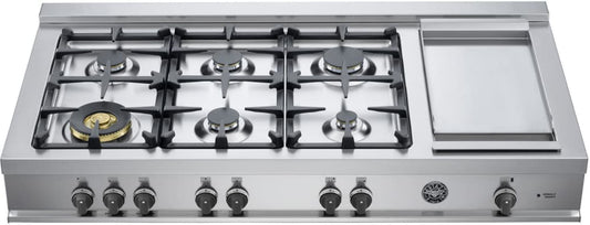Bertazzoni CB48M6G00X Master Series 48 Inch Gas Range top with 6 Sealed Burners and Electric Griddle