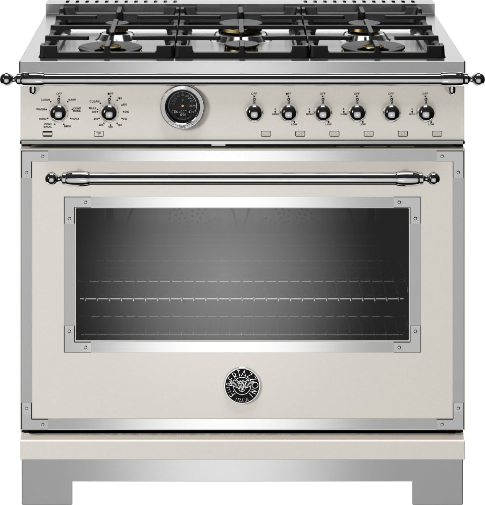 Bertazzoni HERT366DFSAVT Heritage Series 36 Inch Freestanding Dual Fuel Range with Natural Gas