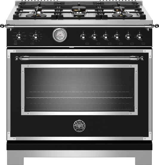 Bertazzoni HERT366GASNET Heritage Series 36 Inch Freestanding Gas Range with 6 Sealed Burners