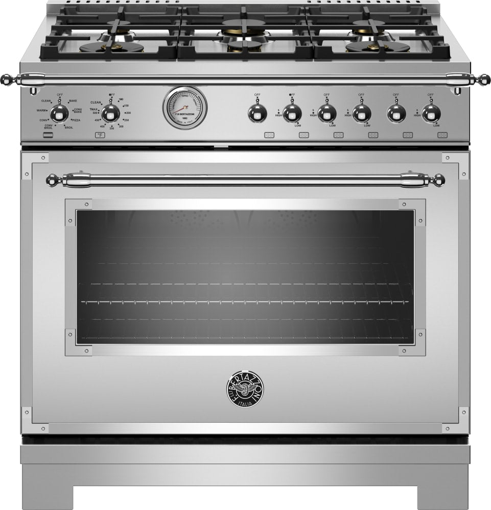 Bertazzoni HERT366GASXT Heritage Series 36 Inch Freestanding Gas Range with 6 Sealed Burners