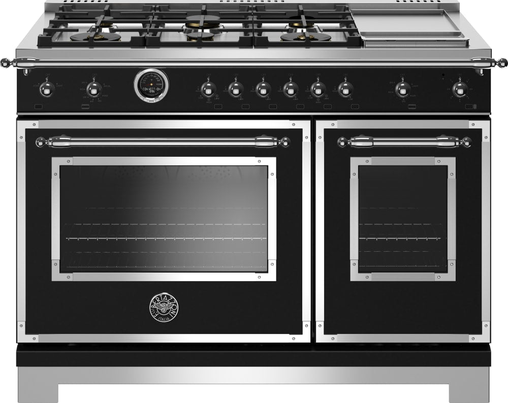 Bertazzoni HERT486GDFSNET Heritage Series 48 Inch Freestanding Dual Fuel Range with 6 Sealed Burners