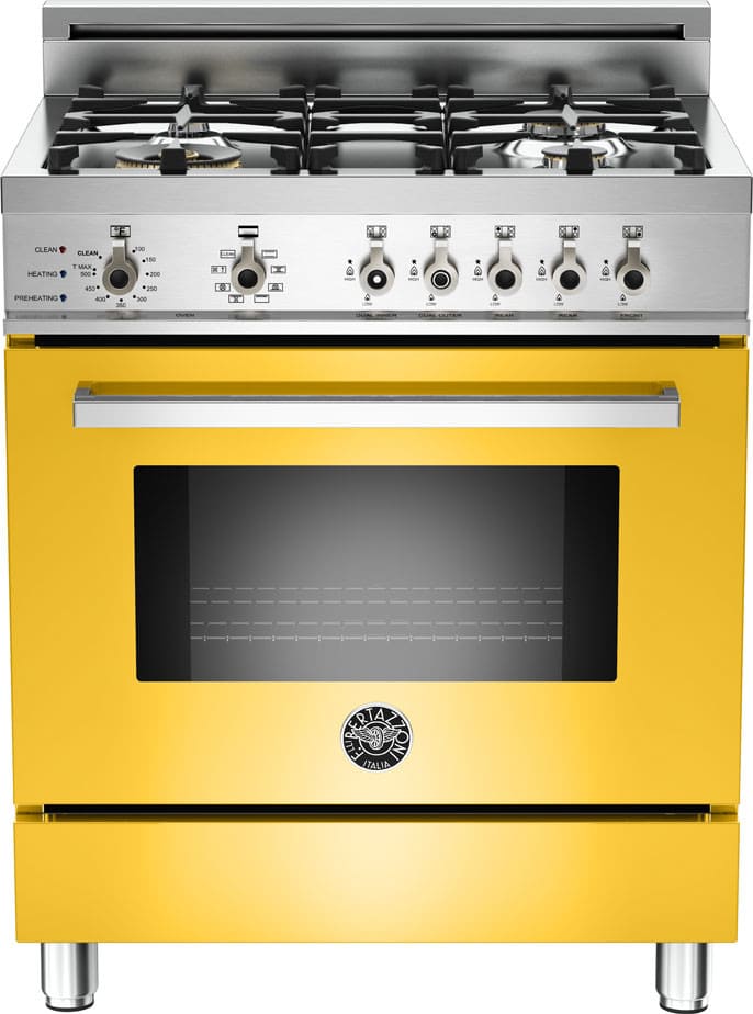 Bertazzoni PRO304DFSGI Professional Series 30 Inch Pro-Style Dual Fuel Range with 4 Sealed Brass Burners