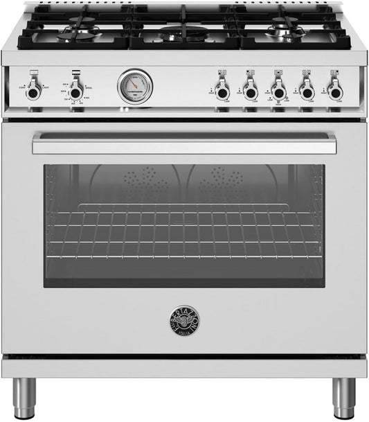 Bertazzoni PRO365GASXV/FRLP Professional Series 36 Inch Freestanding Gas Range with 5 Sealed Burners